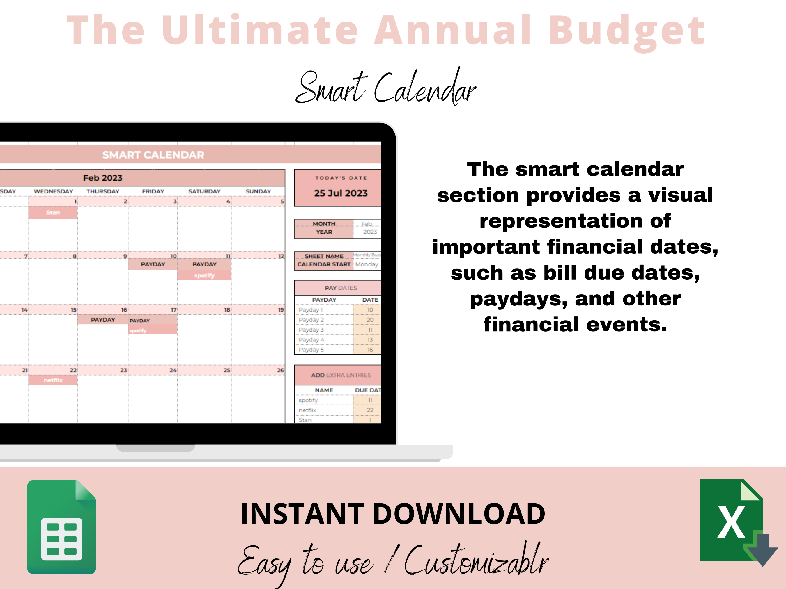 Annual Budget Spreadsheet Template for Google Sheets